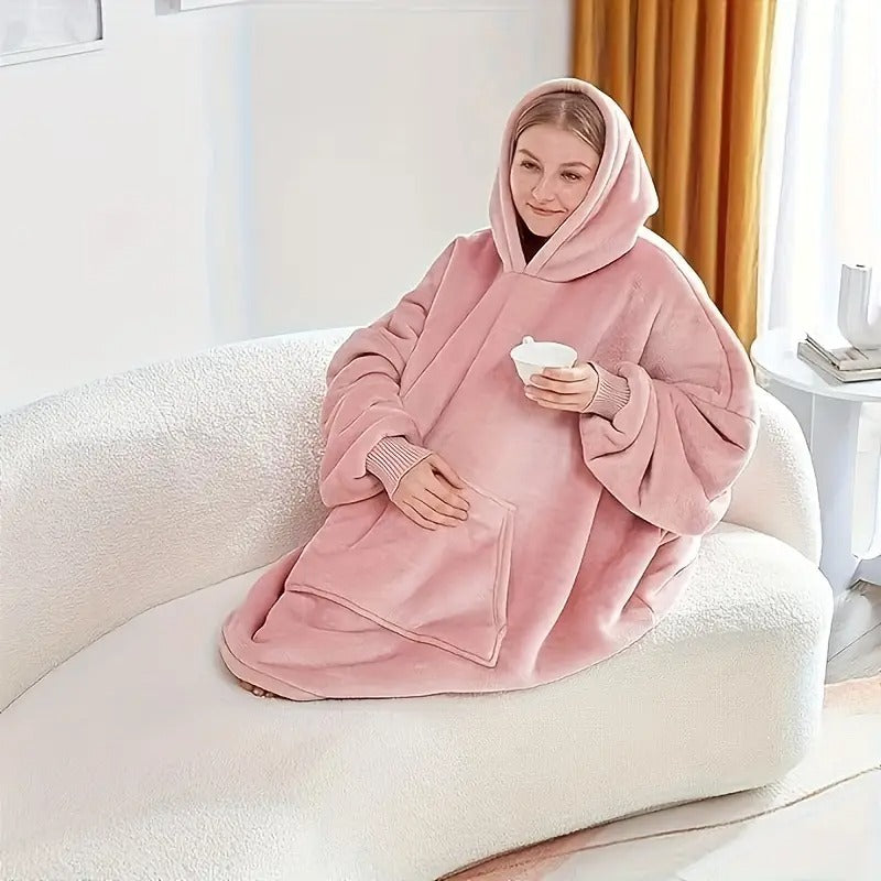 soft double sided wearable hoodie blanket pajamas - Temu