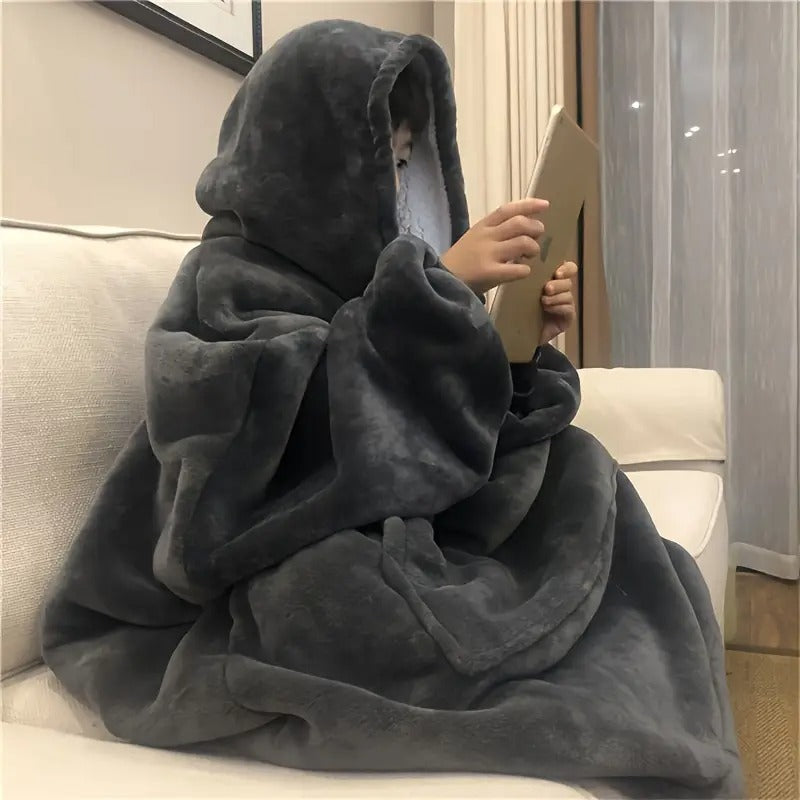 soft double sided wearable hoodie blanket pajamas - Temu