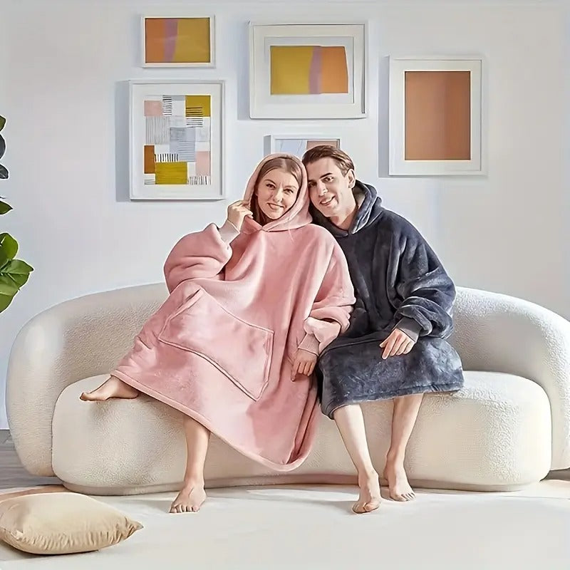 soft double sided wearable hoodie blanket pajamas - Temu
