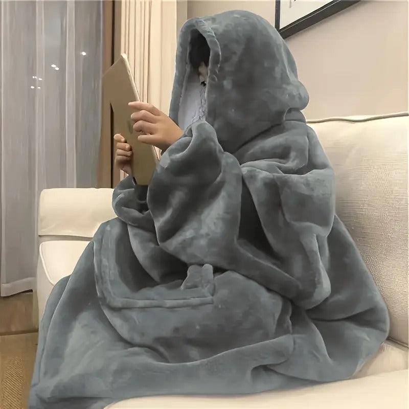 soft double sided wearable hoodie blanket pajamas - Temu