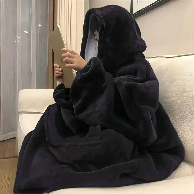 soft double sided wearable hoodie blanket pajamas - Temu