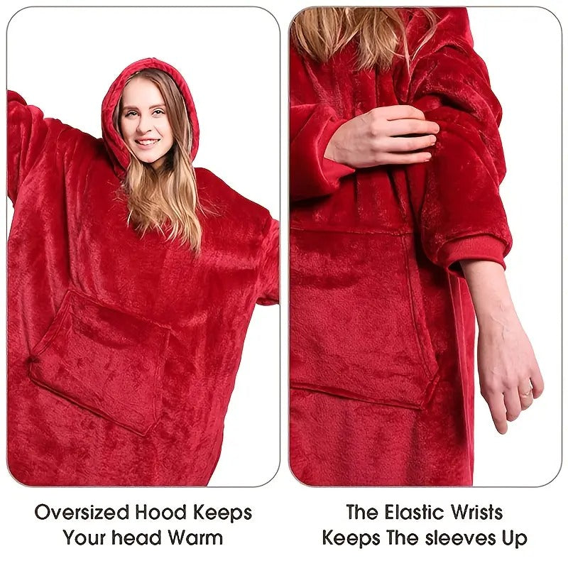 soft double sided wearable hoodie blanket pajamas - Temu